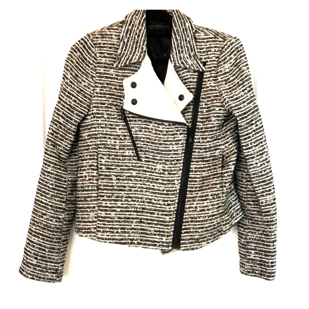 Zara tweed moto jacket